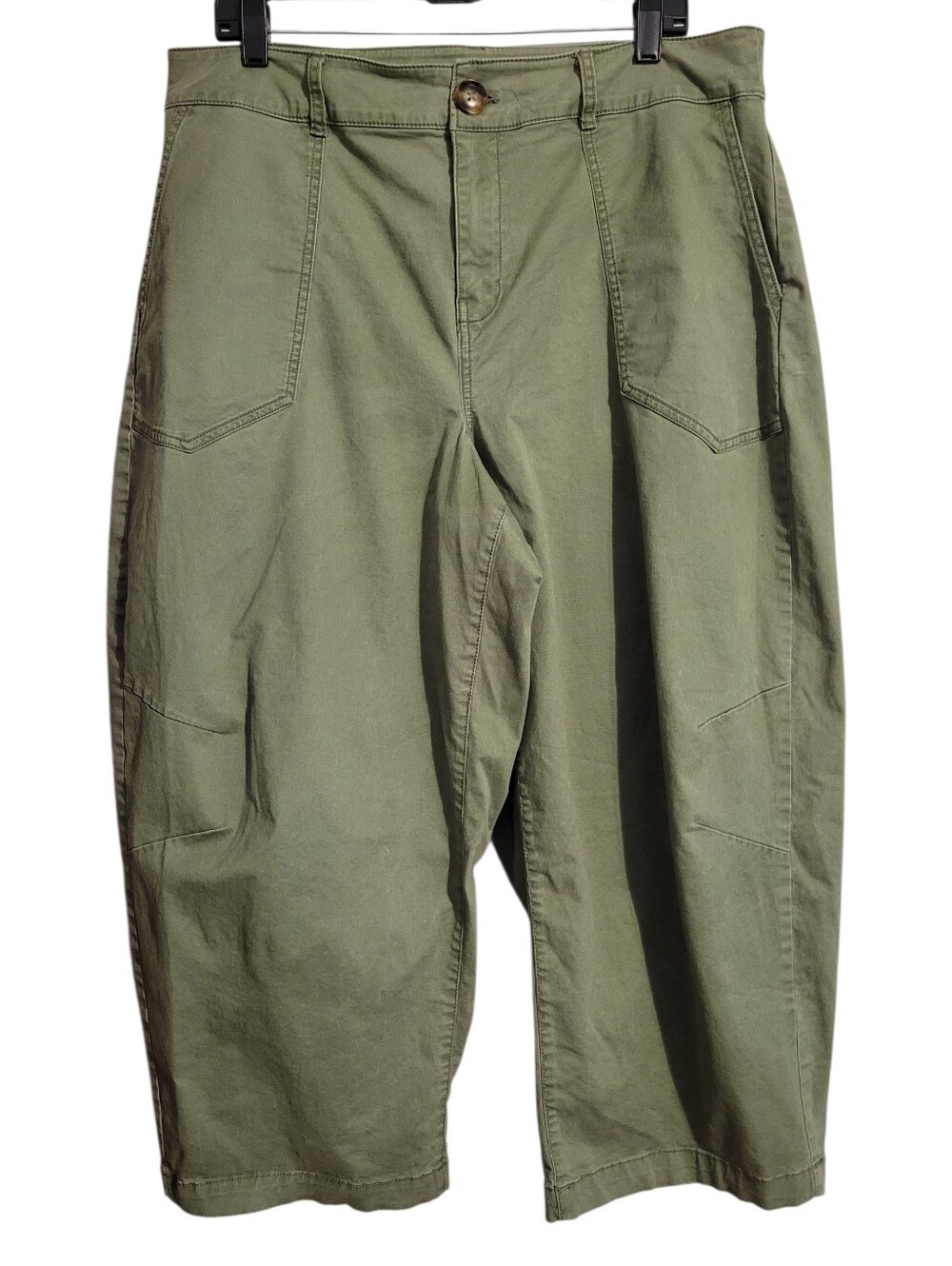 Lane Bryant Army Green Cropped Utility Barrel Leg Pants Wmn 14 Gorp Casual